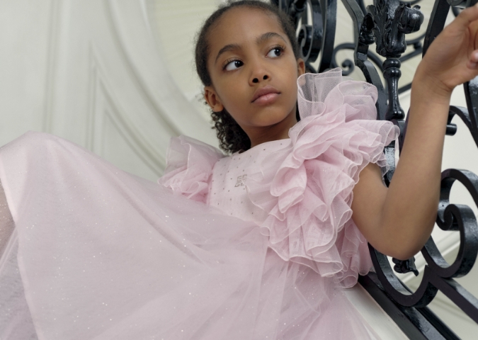 robe en tulle rose de cérémonie pour enfants de la marque luxe Givenchy