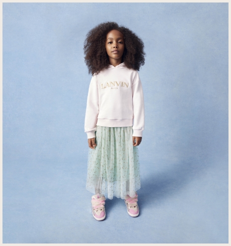 weißes Sweatshirt und Rock für Kinder Mädchen von der Luxusmarke Lanvin