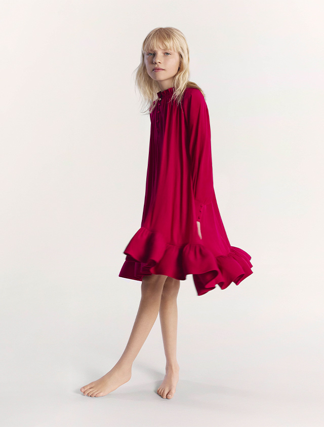 red formal dress, luxury brand lanvin for child girl