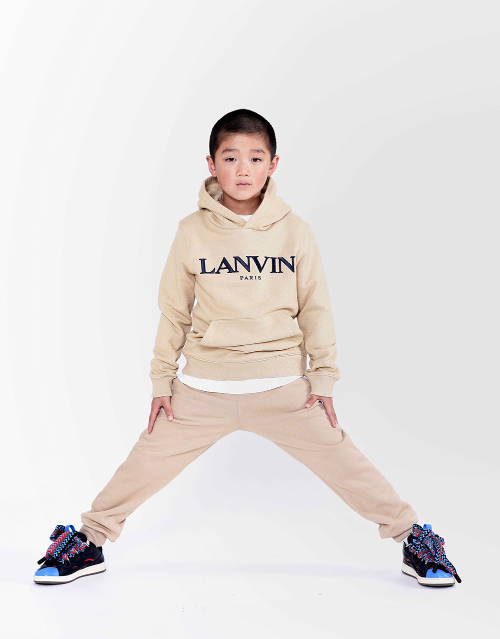 beige jogging suit for boys by Lanvin
