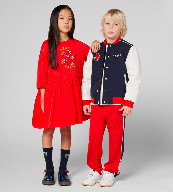 Vêtements KENZO KIDS inspirés du Nouvel An Chinois, avec des motifs et couleurs vibrants.