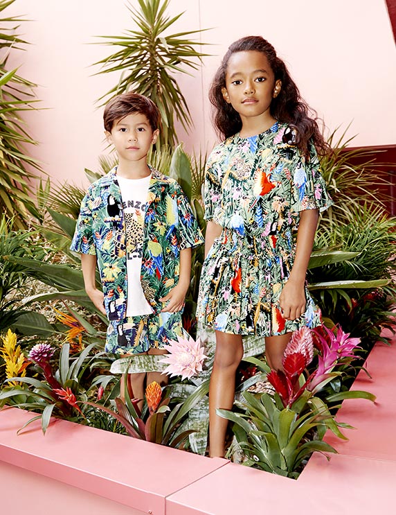 Chemise robe imprimé tropical de la marque Kenzo Kids pour fille et garçon