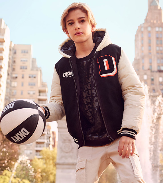 DKNY Veste a capuche rembourree unisexe noir Kids around