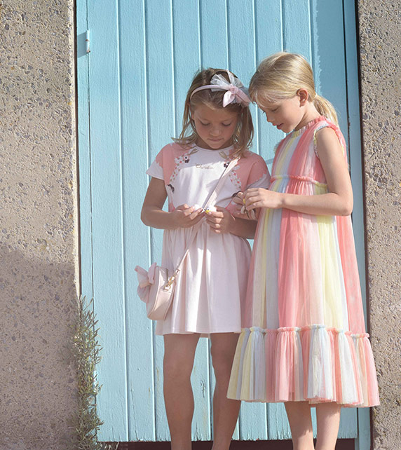 Multicolored princess style dress from the luxury brand Charabia for girls