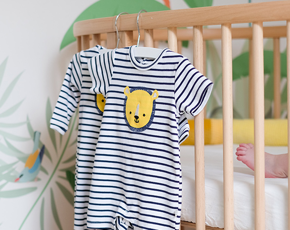 striped bodysuit with lion head from Carrément Beau for baby