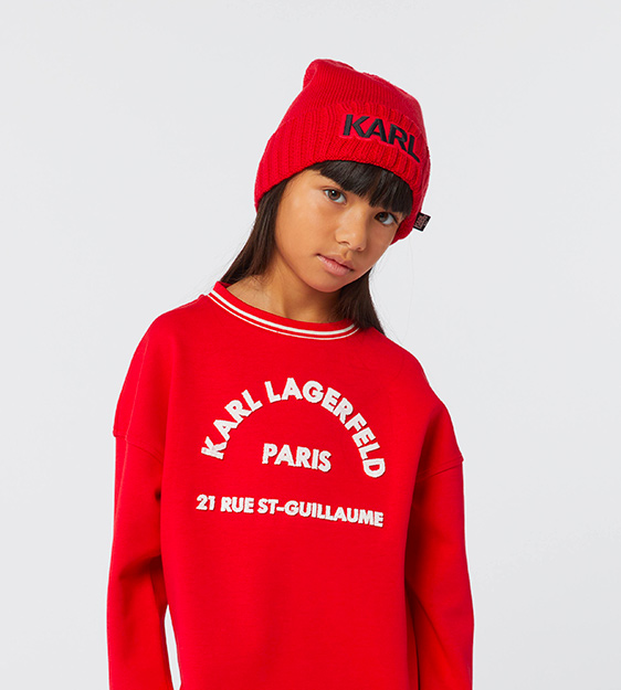 karl lagerfeld kids bonnet pull rouge pour fille petits prix kids around